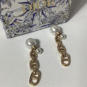 Dior CD Gold and Pearl Earrings